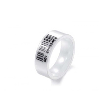 Bague en céramique coréenne, personnalité créative de bague en céramique blanche en forme de code-barres noir pour les hommes